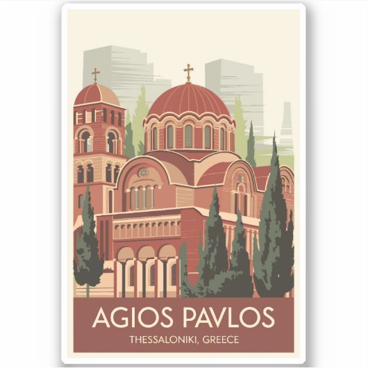 Sticker Thessalonique Agios Pavlos Travel Art Vintage (Devant)