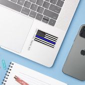 Sticker Thin Blue Line Flag (United States) (Ordinateur portable avec iPhone)
