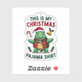 Sticker This Is My Christmas Turtle Pajama Shirt Buffalo P (Feuille)
