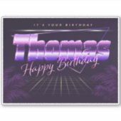 Sticker Thomas Name Prénom lila retro (Devant)