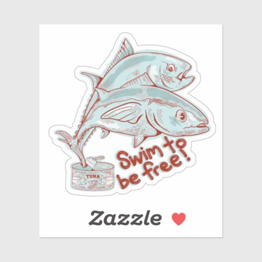 Sticker Thon Poisson assaisonnant une boîte (Feuille)