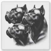 Sticker Three Attentive Dogs Looking up in Black and White (Devant)