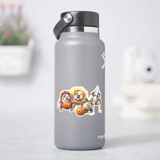 Sticker Three Bulldogs in Costumes (HydroFlask)