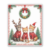 Sticker Three Cat Funny Christmas Cat Ugly Xmas Sweater Me (Devant)
