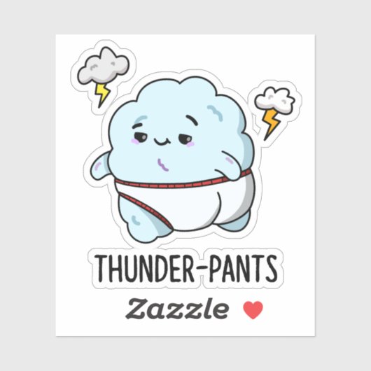 Sticker Thunderpants Funky Cloud Météo Pun (Feuille)