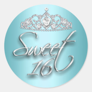 Sticker Tiara Sweet 16 turquoise & Argent