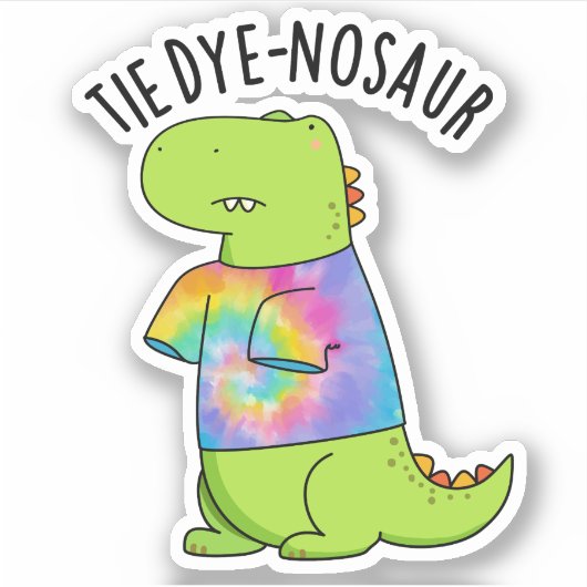 Sticker Tie-dye-nosaur Blague de Dinosaure Drôle (Devant)