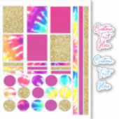 Sticker Tie Dye Psychedelic Gold Parties scintillant Journ (Devant)