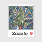 Sticker Tiffany-Style Stained Glass Christmas Tree (Feuille)