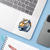 Sticker Tiger (Ordinateur portable avec iPhone)