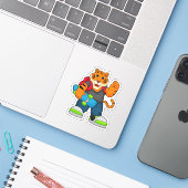 Sticker Tiger as Skater with Skateboard (Ordinateur portable avec iPhone)