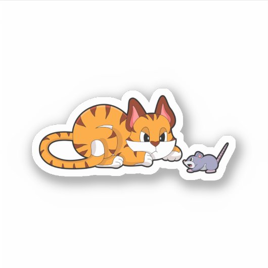 Sticker Tiger chat avec souris (Devant)