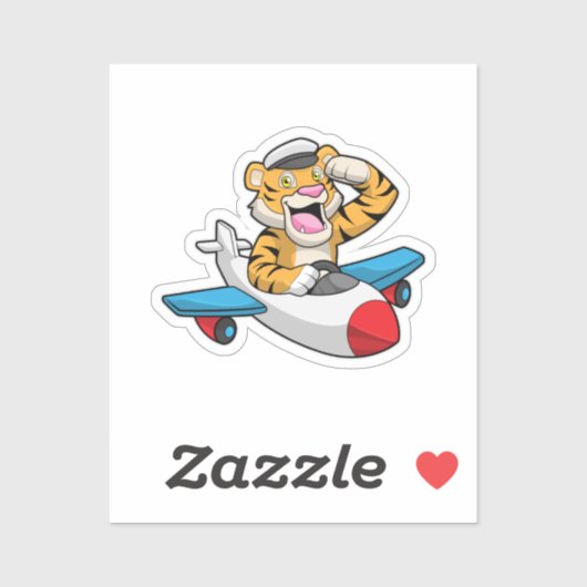 Sticker Tiger comme pilote dans l'avion (Feuille)