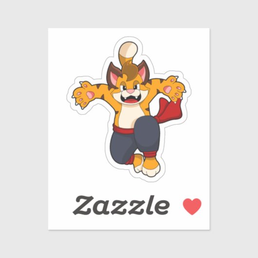 Sticker Tiger dans les arts martiaux Karate (Feuille)