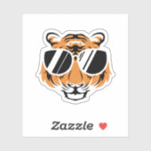 Sticker Tiger Head With Cool Sunglasses. Perfect design fo (Feuille)