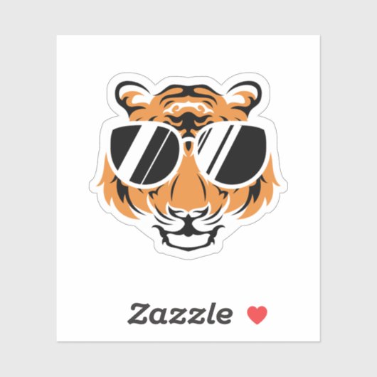 Sticker Tiger Head With Cool Sunglasses. Perfect design fo (Feuille)