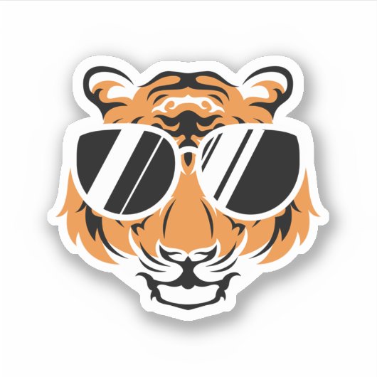 Sticker Tiger Head With Cool Sunglasses. Perfect design fo (Devant)
