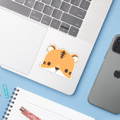 Sticker Tiger mignon (Ordinateur portable avec iPhone)