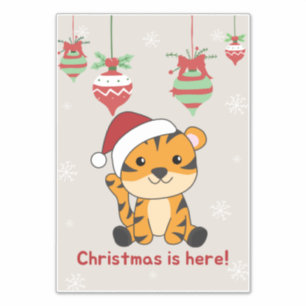 Sticker Tiger Noël Snow Winter Animaux Tiger Stick