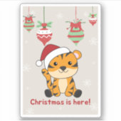 Sticker Tiger Noël Snow Winter Animaux Tiger Stick (Devant)