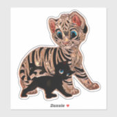 Sticker Tiger petit chaton chaton mignon look métallique d (Feuille)