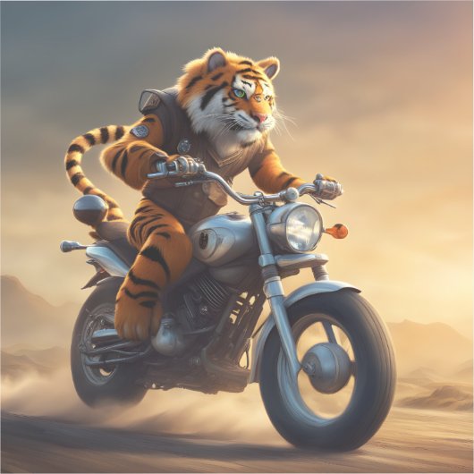 Sticker Tiger riding a motorcycle (Recto)