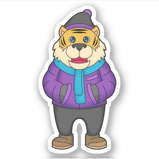 Sticker Tiger Scarf Beanie (Devant)