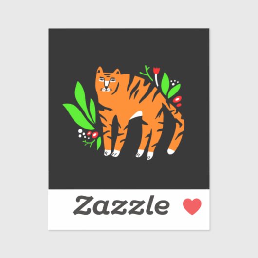 Sticker Tigre à flowers (Feuille)
