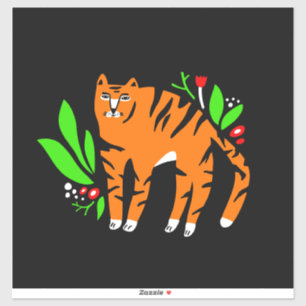 Sticker Tigre à flowers