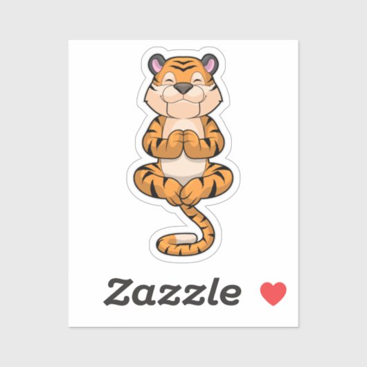 Sticker Tigre au Yoga Fitness (Feuille)