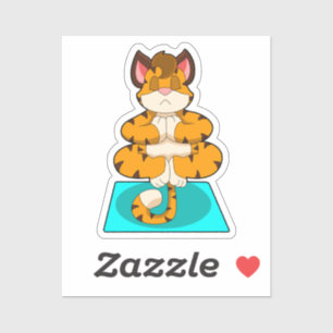 Sticker Tigre au Yoga sur tapis de Yoga