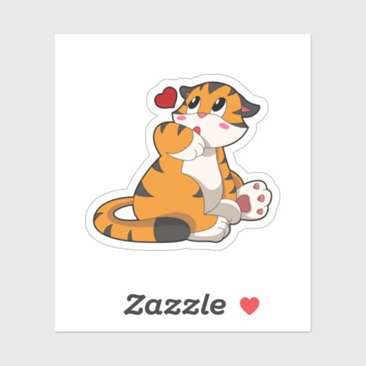 Sticker Tigre avec coeur (Feuille)