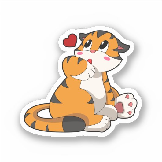 Sticker Tigre avec coeur (Devant)