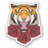 Sticker Tigre avec Rose (Devant)