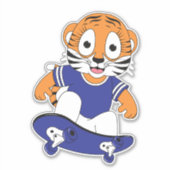 Sticker tigre avec skateboard (Devant)