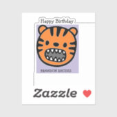 Sticker Tigre brun mignon visage violet (Feuille)