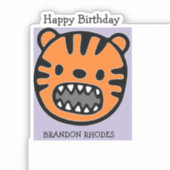 Sticker Tigre brun mignon visage violet (Recto)