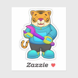 Sticker Tigre comme mécanique avec clé