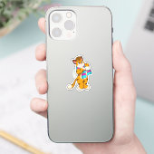 Sticker Tigre en hiver avec Écharpe (Téléphone)