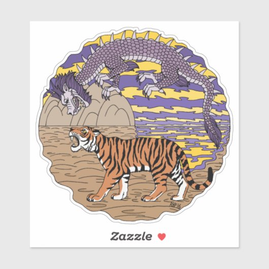 Sticker Tigre et dragon (Feuille)