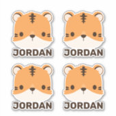 Sticker Tigre mignon avec nom personnalisé (Devant)