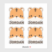 Sticker Tigre mignon avec nom personnalisé (Feuille)