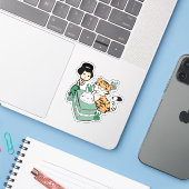 Sticker Tigre mignon, Rokurokubi & Mooncake (Ordinateur portable avec iPhone)