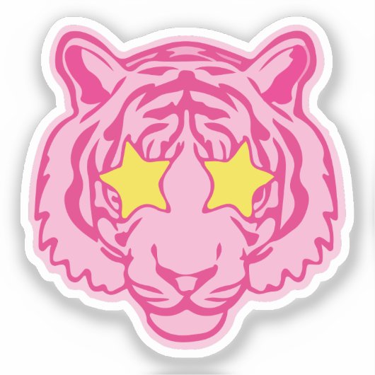 Sticker Tigre rose (Recto)