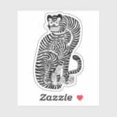 Sticker tigre talismanique vintage (Feuille)