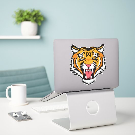 Sticker Tigre torche tête-25818 (Ordinateur portable sur le bureau)