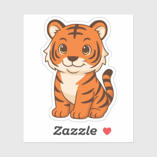 Sticker Tigreau mignon (Feuille)