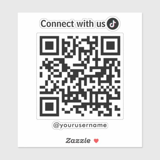 Sticker Tiktok Se Connecter Avec Us Qr Code Blanc (Feuille)