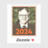 Sticker Tim Walz 2024 Espoir au Camouflage (Feuille)