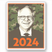 Sticker Tim Walz 2024 Espoir au Camouflage (Devant)